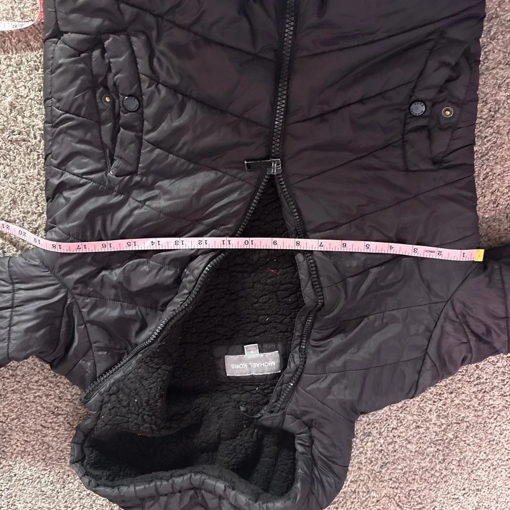 Michael Kors Puffer Jacket Girls Size 8 Black Excellent Sherpa Lined‎ Hooded